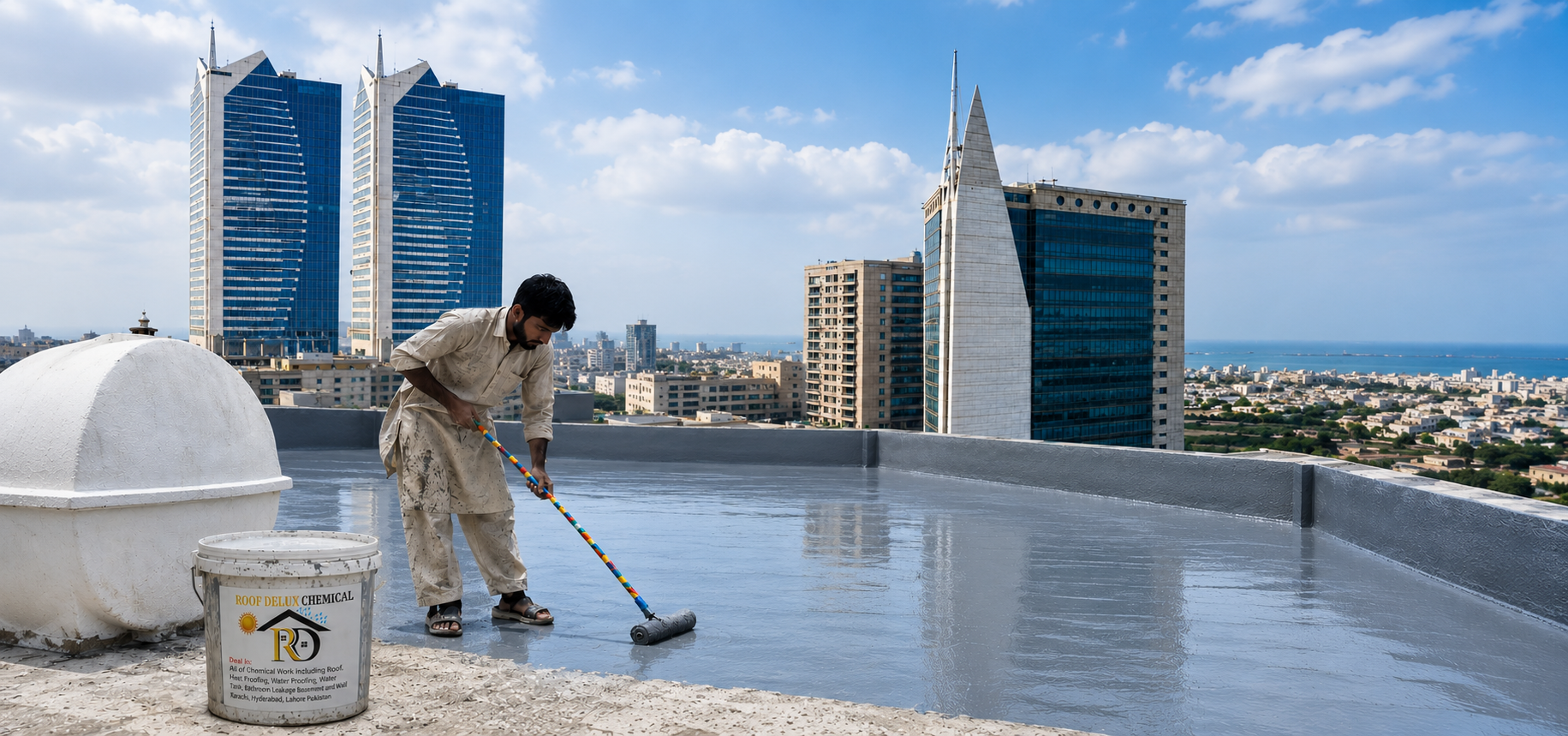 Modern roofing construction site