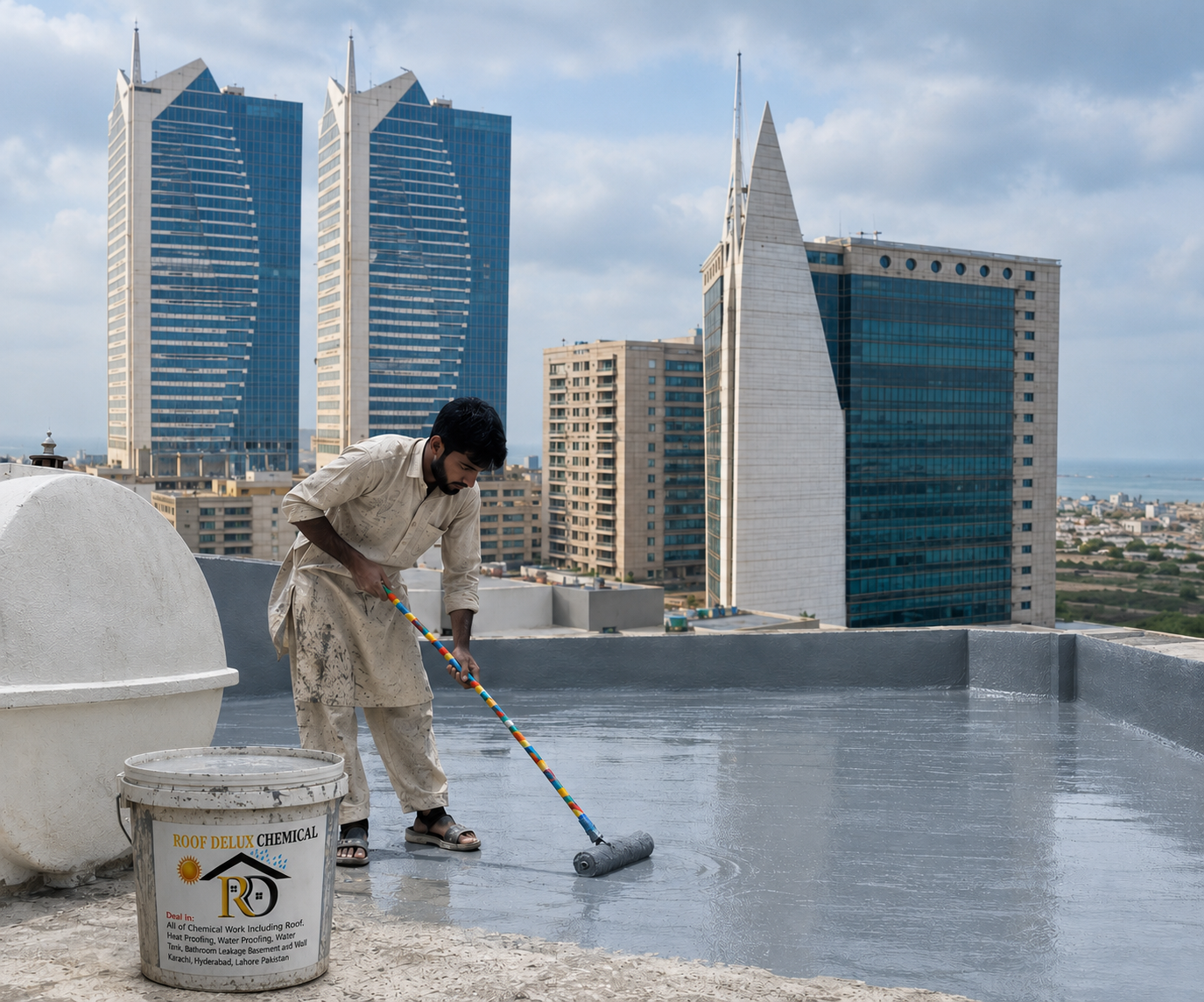 Modern roofing construction site